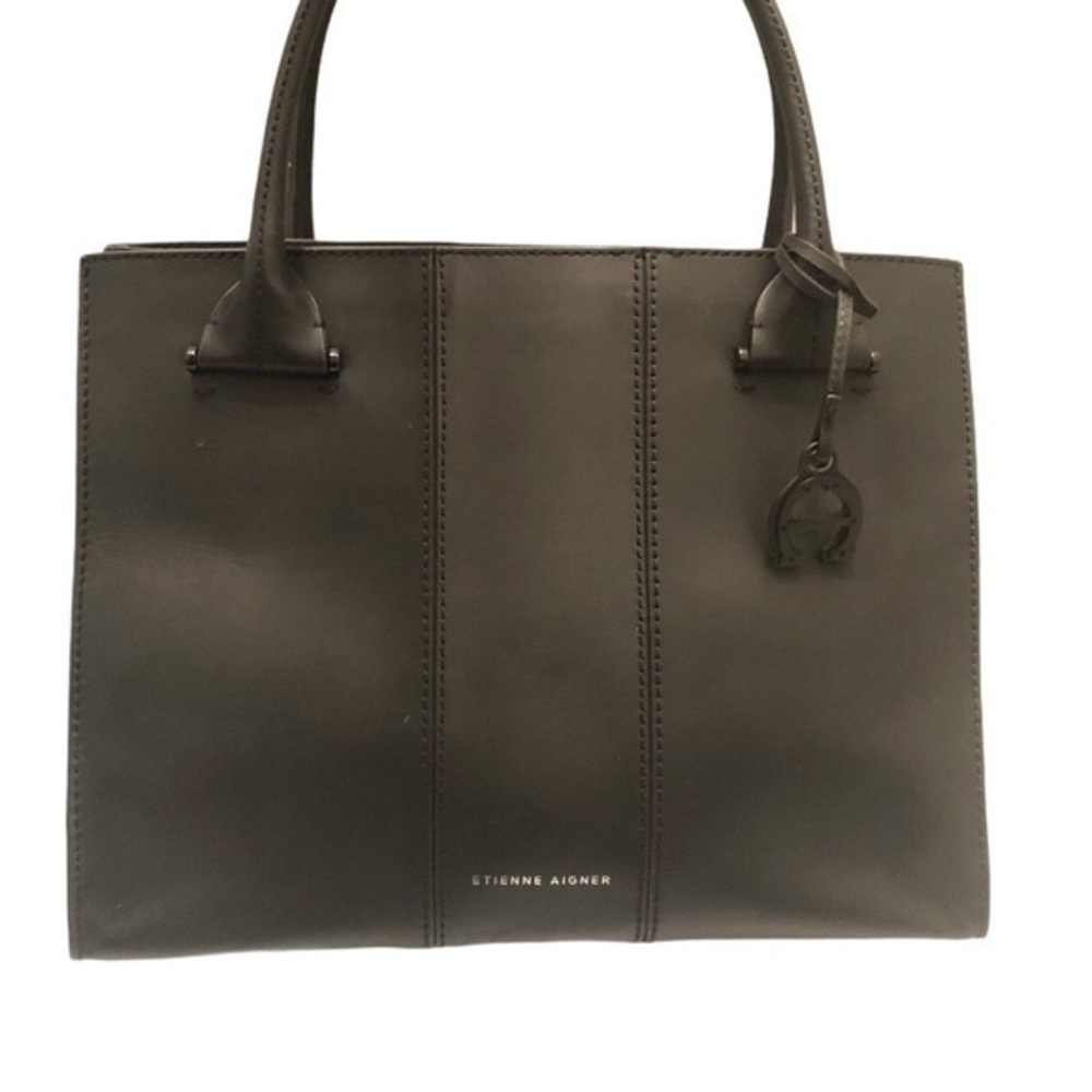 Entienne Aignier black leather top handle tote bag